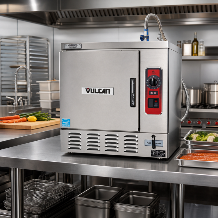 Product image #2 for Boilerless Electric Countertop Convection Steamer with Auto-Fill, 3-Pan Capacity