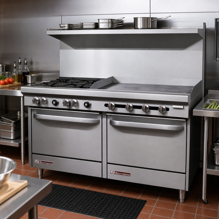 Product image #2 for Southbend S-Series 60-Inch Gas Restaurant Range with 2 Open Burners, 48-Inch Griddle, Convection Oven and Cabinet Base