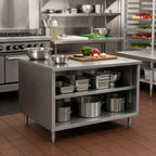 Thumbnail image #2 for BK Resources CST-3018 Open-Front Cabinet Base Chef Table, 18 x 30 x 34-3/4 in, 14-Gauge 304 Stainless Steel Top