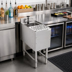 Thumbnail image #2 for John Boos UBMS-1812-X Freestanding Slim-Line Underbar Mixology Station, 12"W x 18"D, Stainless Steel, Sink Bowl with Push-Down Rinser