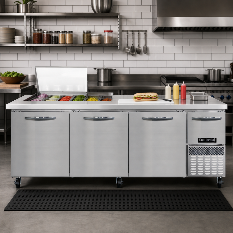 Product image #2 for Continental Refrigerator RA93N12M 93" Mighty Top Refrigerated Sandwich Unit with 12 Pans