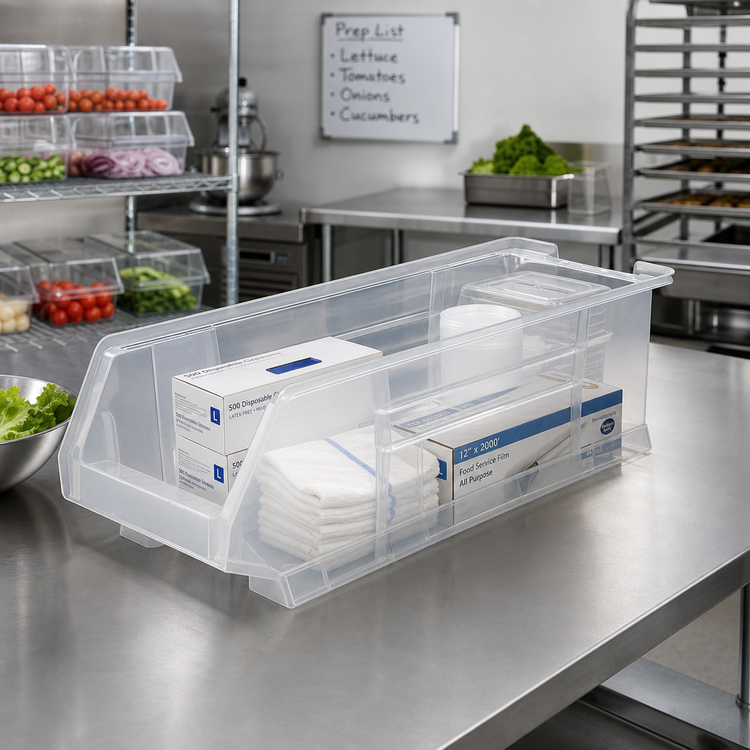 Product image #2 for Metro Large Clear Stacking Supply Bin, 23-7/8 x 8-1/4 x 7 Inches