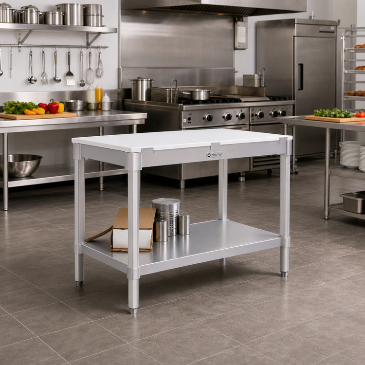 Product image #2 for New Age 36 Inch x 30 Inch Poly Top Work Table with Aluminum Open Base