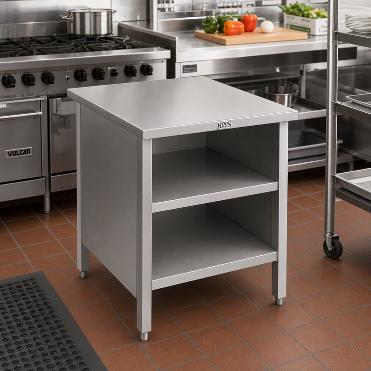 Product image #2 for John Boos 36-Inch x 30-Inch Open Front Enclosed Base Stainless Steel Work Table with Undershelf