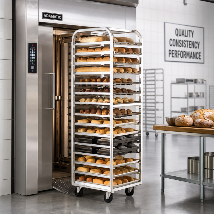 Product image #2 for Adamatic C-Lift Roll-In Oven Rack with Stainless Steel Lift, 20-Pan Capacity, Single End Load