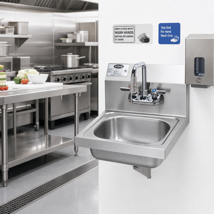 Product image #2 for Wall-Mounted Stainless Steel Hand Sink with Hands-Free Gooseneck Faucet