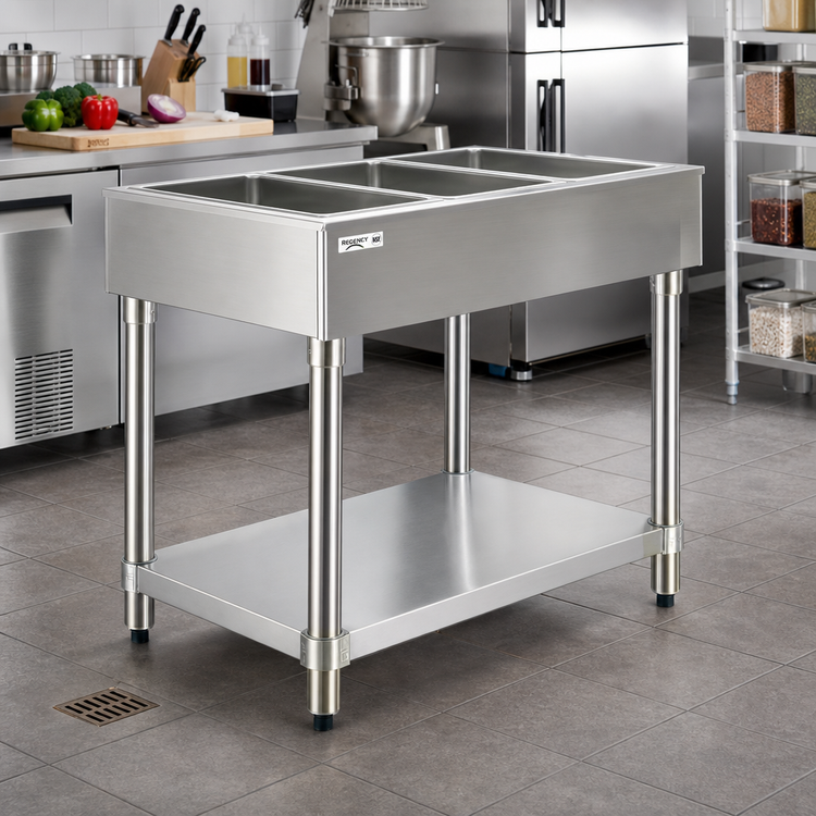 Product image #2 for Stainless Steel Legs and Undershelf Upgrade for 4-Well Food Table