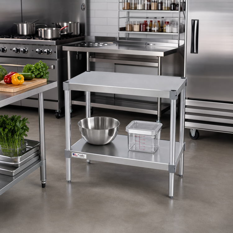Product image #2 for New Age Modular Aluminum Stationary Equipment Stand, 30 x 20 x 36 Inches, 2 Adjustable Solid Shelves