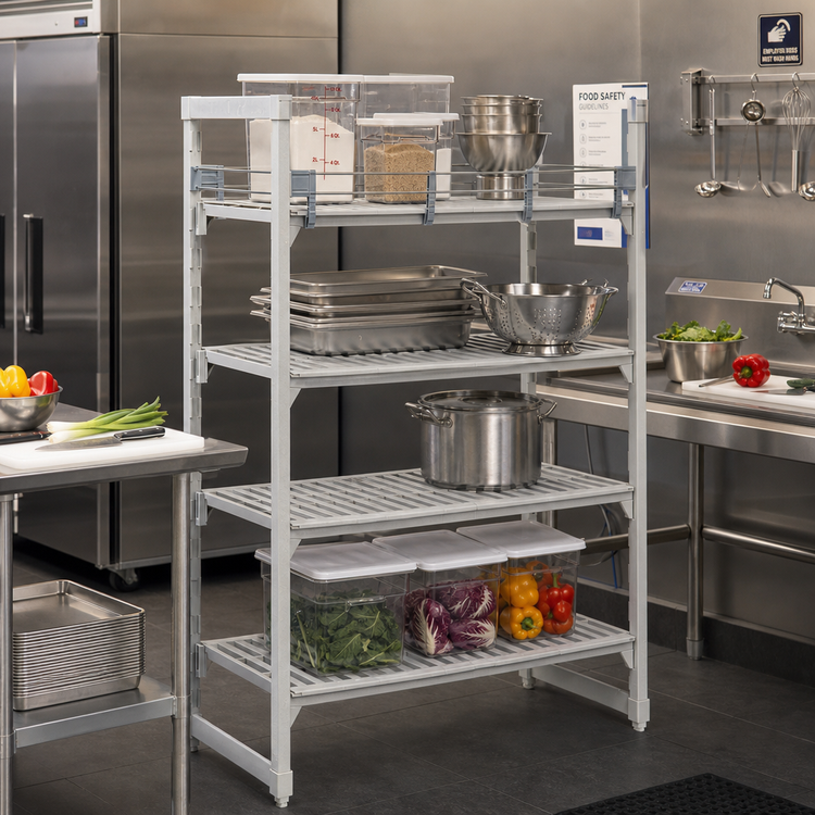 Product image #2 for Cambro Camshelving Premium Full Shelf Rail Kit, 14 x 54 Inch, Soft Gray