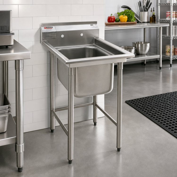 Product image #2 for Eagle Group 414 Series One-Compartment Stainless Steel Sink with 9-1/2" Backsplash