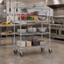 Thumbnail image #2 for Eagle Group 4-Tier Chrome Wire Shelving Dolly Truck with Poly Swivel/Brake Casters, 60 x 24 Inches