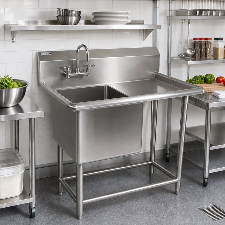 Product image #2 for John Boos Pro-Bowl 1-Compartment Stainless Steel Sink with Right Drainboard, 40-3/16 x 23-1/2 Inches