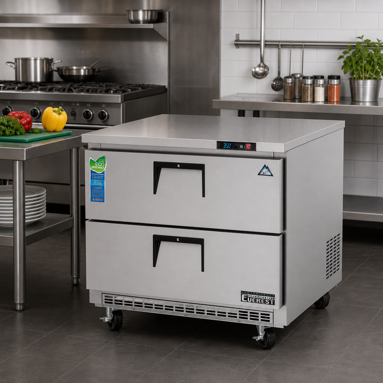 Product image #2 for Everest Refrigeration 1-Section Undercounter Worktop Refrigerator With 2 Drawers, 10.0 Cu. Ft., 35-5/8 Inch Wide, Stainless Steel