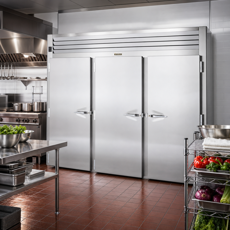 Product image #2 for Traulsen Spec-Line R Series 3-Section Roll-In Freezer for 66-Inch High Racks, Self-Contained, Full-Height Solid Doors