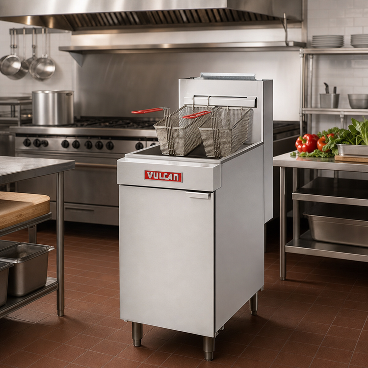 Product image #2 for Vulcan LG400 Freestanding Gas Fryer with Twin Baskets, 45-50 lb Capacity, Millivolt Controls