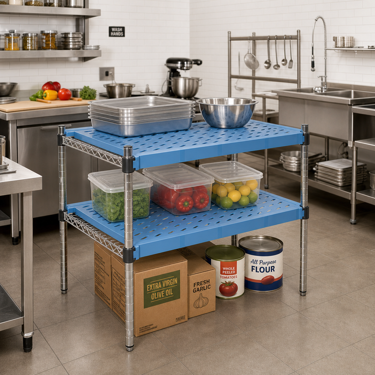 Product image #2 for Eagle QuadPlus 60" x 21" Louvered Polymer Shelf Mat with QuadTruss Frame, Blue