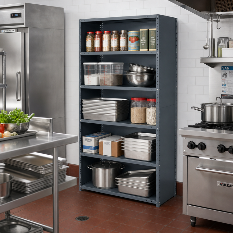 Product image #2 for IRONMAN 6-Shelf Closed Stationary Steel Shelving Unit, 36 Inch W x 12 Inch D x 39 Inch H