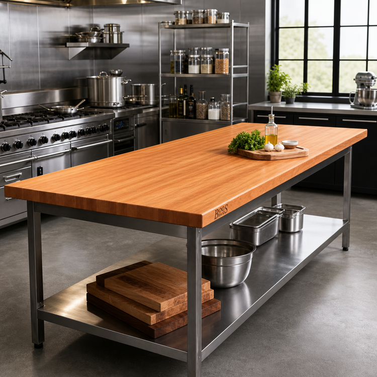Product image #2 for John Boos Boos Block 96-Inch x 30-Inch x 2-1/4-Inch Edge Grain American Cherry Kitchen Countertop, Varnique Finish