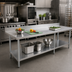 Thumbnail image #2 for Omcan Elite Series 84-Inch Stainless Steel Work Table with 4-Inch Backsplash and Undershelf
