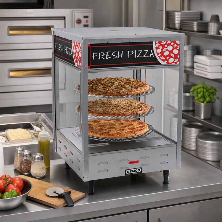 Product image #2 for Countertop Rotating 4-Tier Heated Pizza Merchandiser with 12-Inch Racks