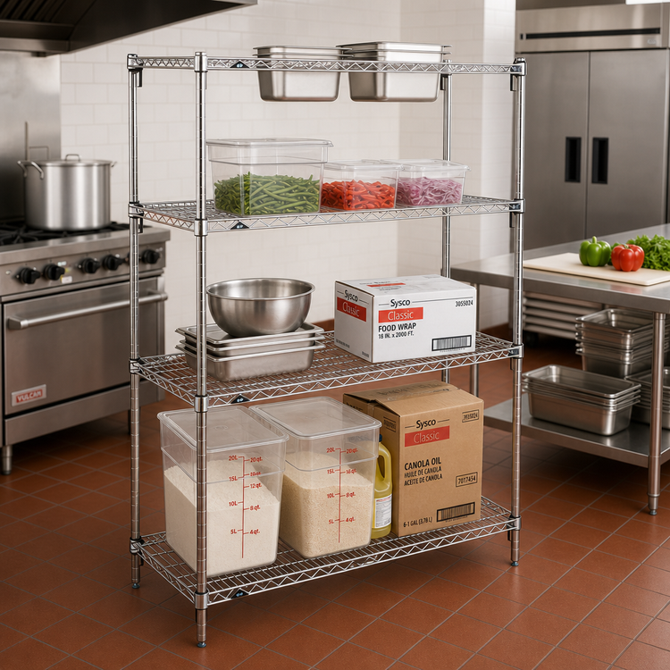 Product image #2 for Metro Super Erecta Super Adjustable Stationary Starter Wire Shelving Unit, 48" W x 18" D x 63" H, Chrome Plated