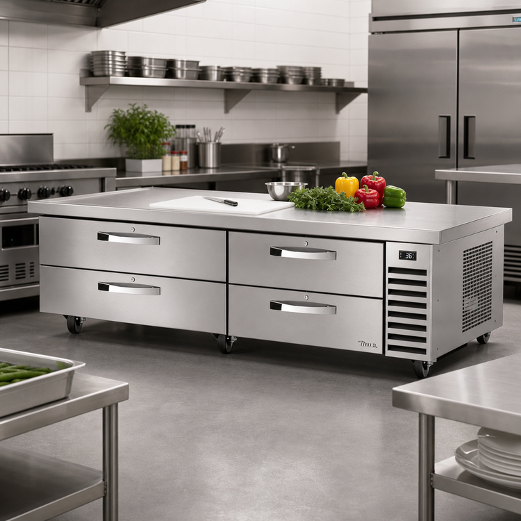 Product image #2 for True Refrigerated Chef Base with 4 Locking Drawers and Self-Contained Side-Mounted Refrigeration