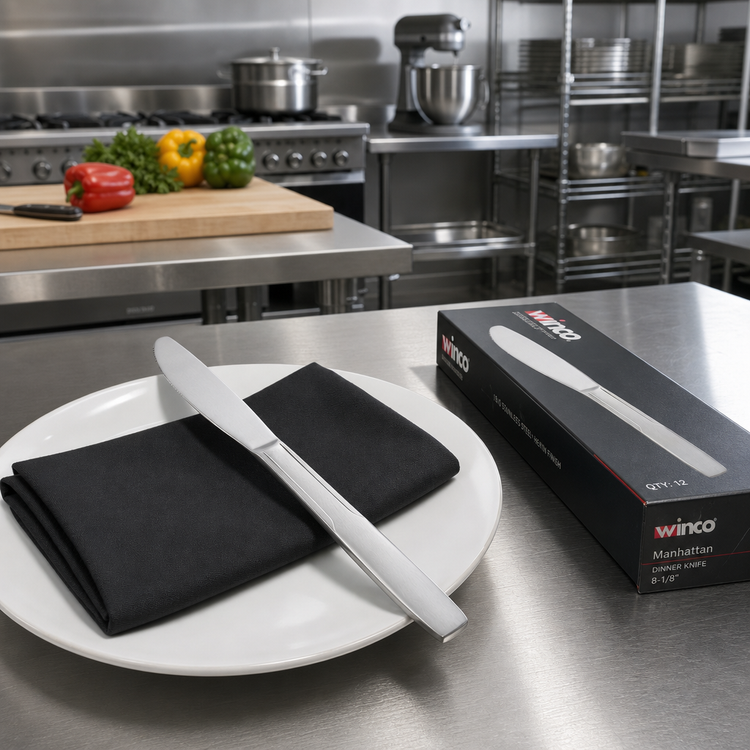 Product image #3 for Winco Manhattan 8-1/8 Inch Dinner Knife, 18/0 Stainless Steel, Heavy Weight, Satin Finish