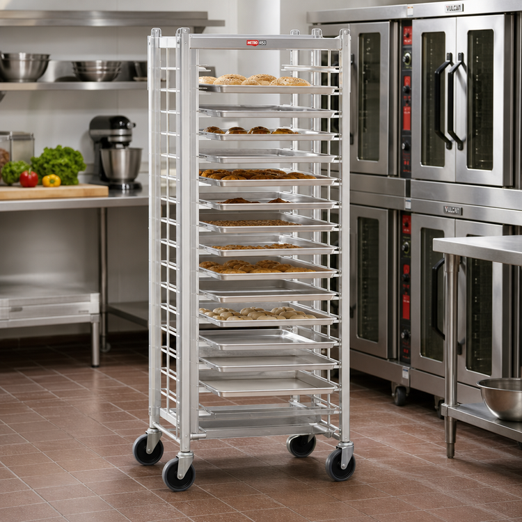 Product image #2 for Metro RS3 Mobile Full-Height Side-Load Wire Bun Pan Rack, 20-Pan Capacity, 18 x 26 Inch