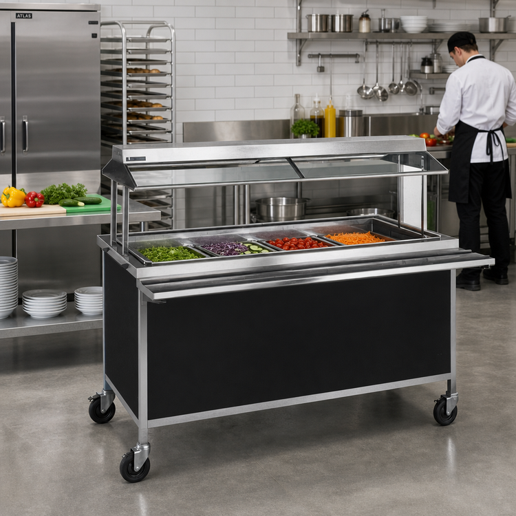 Product image #2 for Atlas Metal CARM-5 77-1/2" 5-Pan Mobile Cold Food Serving Counter