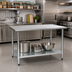 Thumbnail image #2 for BlendPort® Deluxe Series Flat-Top Stainless Steel Work Table with Galvanized Undershelf, 60-Inch x 24-Inch