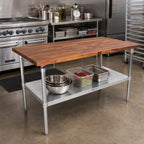 Thumbnail image #2 for John Boos WAL-JNS09-O 48" x 30" Wood Top Work Table, American Black Walnut, 1-1/2" Thick, Adjustable Undershelf