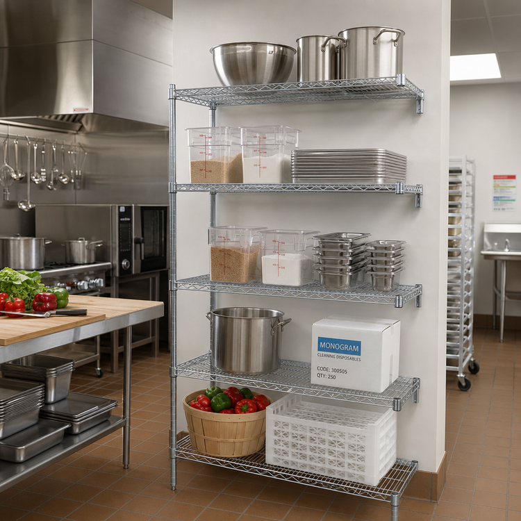 Product image #2 for Eagle Group EAGLEbrite 5-Tier Add-On Wire Shelving Unit, 42 Inch Wide x 24 Inch Deep x 86 Inch High, Zinc Finish