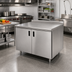 Thumbnail image #2 for Advance Tabco Enclosed Work Table with Cabinet Base, Mid-Shelf, Hinged Doors, 36 x 30 Inches, 14-Gauge 304 Stainless Steel Top