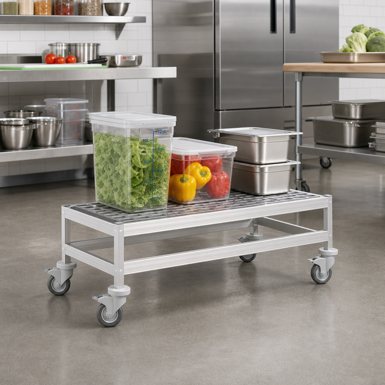 Product image #2 for Fermostock Mobile Louvered/Slotted Aluminum Dunnage Rack with 5-Inch Casters, 31 x 14 x 17 Inches