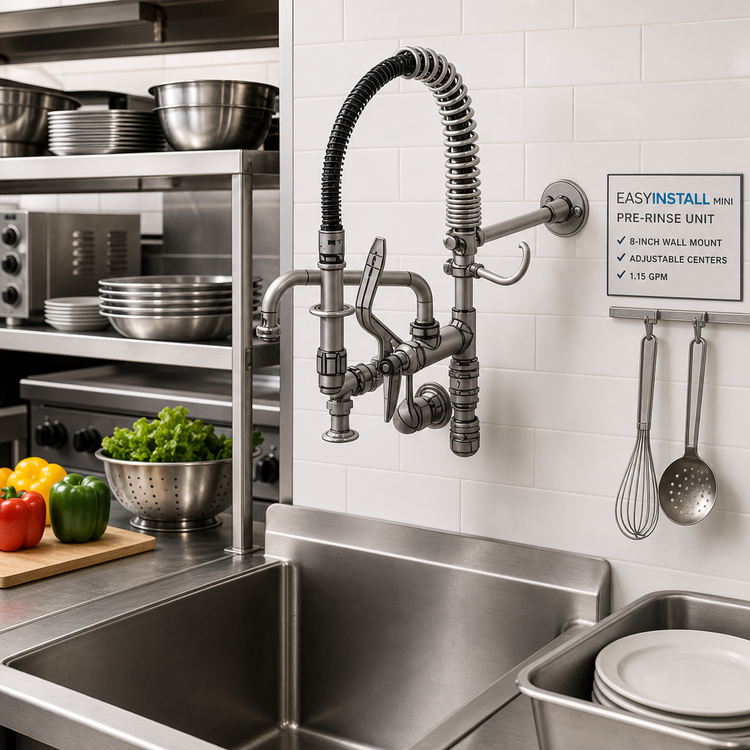 Product image #2 for EasyInstall Mini Pre-Rinse Unit, 8-Inch Wall Mount, Adjustable Centers, 1.15 GPM