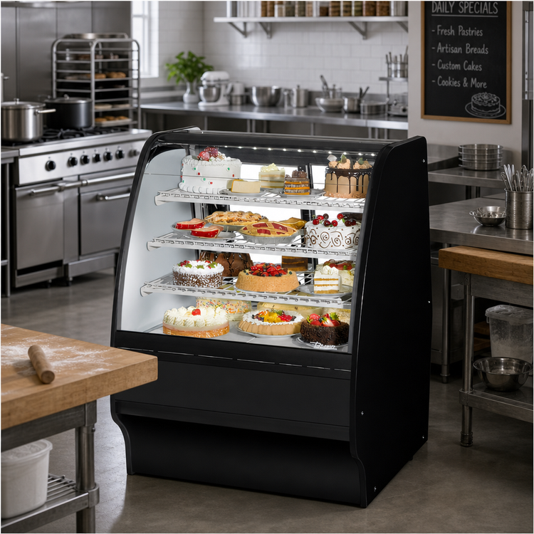 Product image #2 for 36-1/4-Inch Self-Contained Refrigerated Curved Glass Bakery Display Case with Rear Sliding Doors