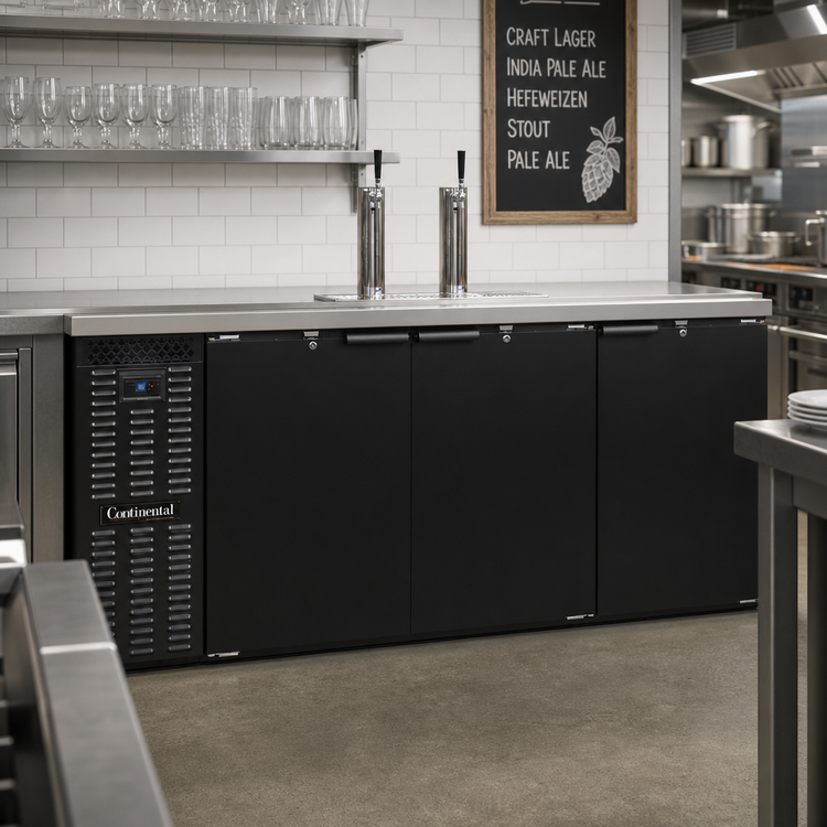 Product image #2 for Continental Refrigerator KC79SN 79" 3-Keg Shallow Depth Black Back Bar Keg Cooler with 2 Columns
