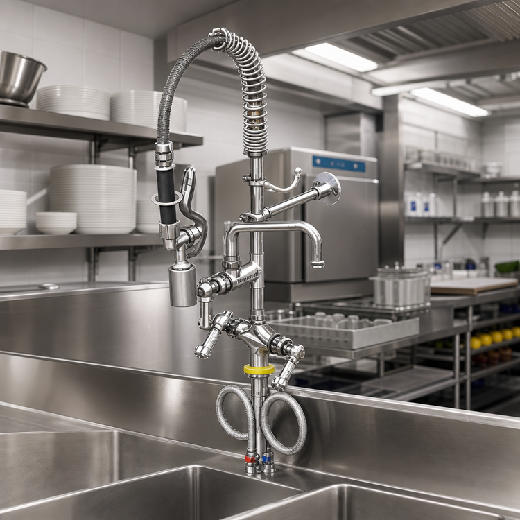 Product image #2 for EasyInstall Mini Pre-Rinse Faucet, Deck Mount, Single Hole, 8-Inch Swivel Add-On Nozzle