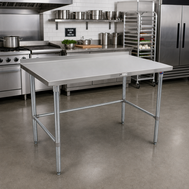 Product image #2 for John Boos Stallion 84-Inch x 30-Inch Stainless Steel Top Work Table with 1-1/2-Inch Rear Up-Turn and Galvanized Base