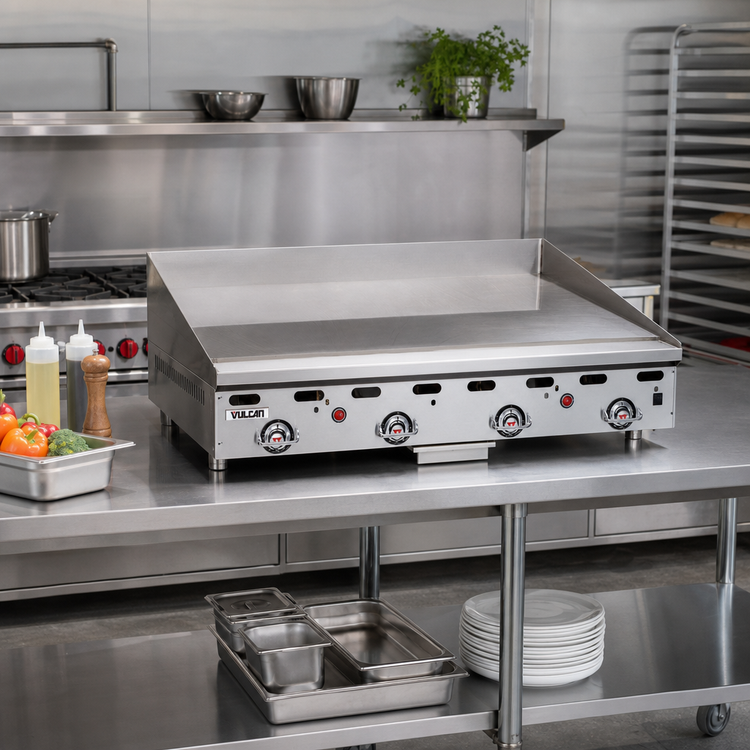 Product image #2 for Vulcan MSA24 Heavy Duty Countertop Gas Griddle with 24 x 24 Inch Smooth Steel Plate, 54,000 BTU