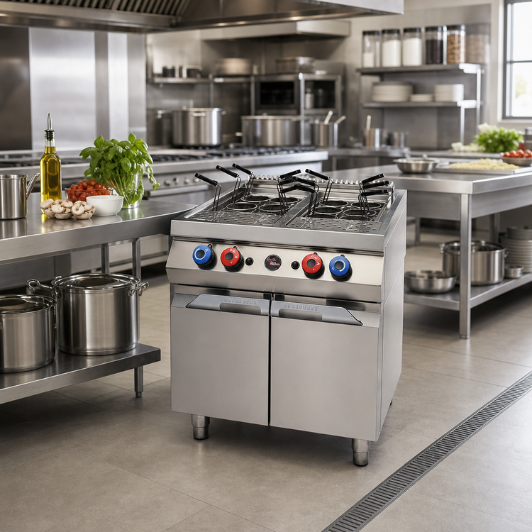 Product image #2 for High BTU Double Basin Gas Pasta Cooker, 24-Gallon Total Capacity