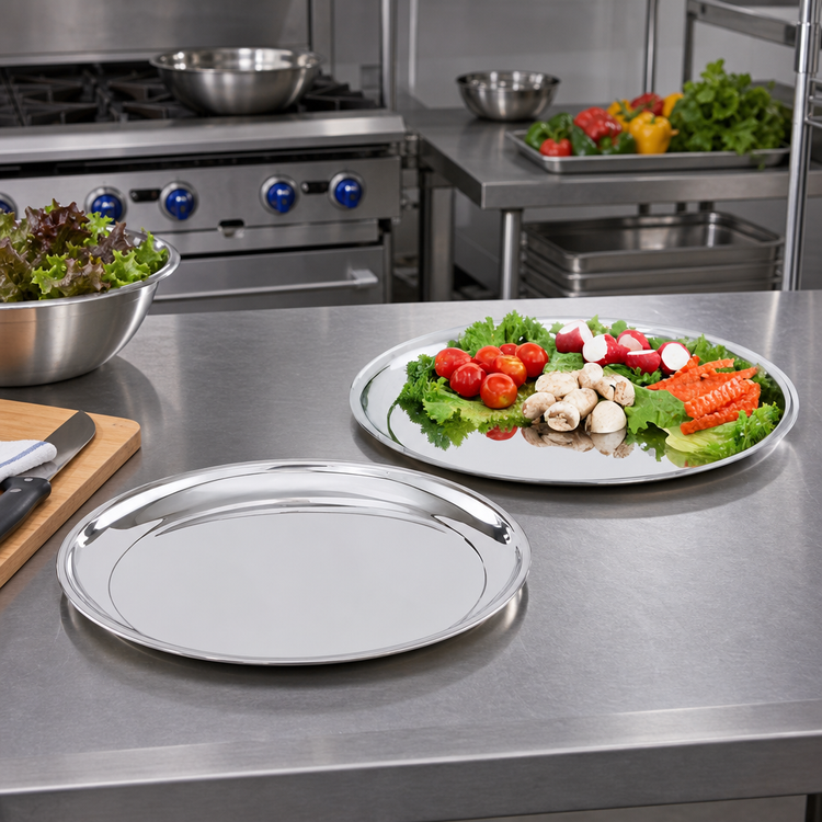Product image #2 for Vollrath 13 7/8-Inch Round Stainless Steel Serving Platter