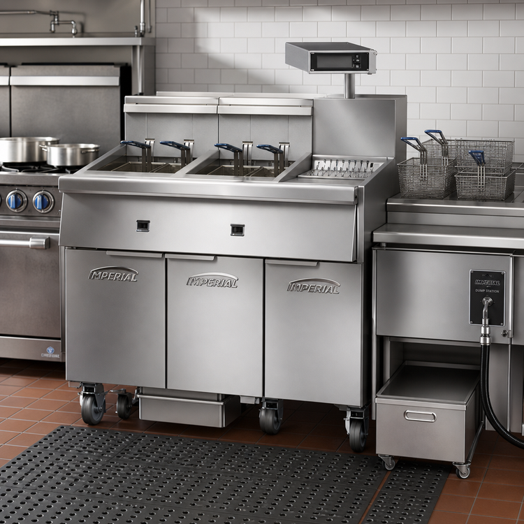 Product image #2 for Imperial 6-Battery Electric Floor Model Fryer with Built-In Filter System and Dump Station