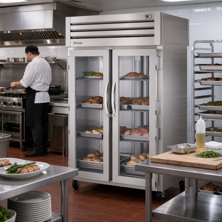 Product image #2 for True SPEC SERIES 2-Section Pass-Through Heated Holding Cabinet with Glass Front and Solid Rear Swing Doors