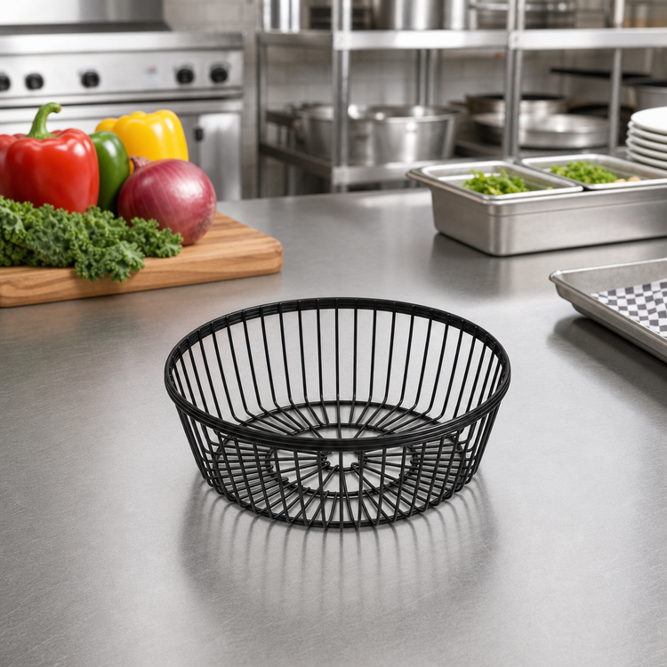 Product image #2 for American Metalcraft 8 Inch Round Black Wire Serving Basket