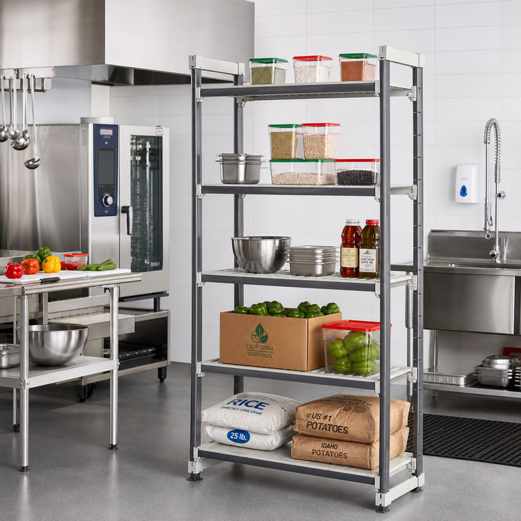 Product image #2 for Camshelving Elements XTRA High Density Top Rail Stationary Starter Unit, 5-Tier, 18 x 60 x 81 Inches, Speckled Gray