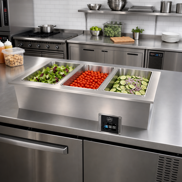 Product image #2 for Duke FCP3-SB 3-Section Flush Mount Drop-In Cold Pan Unit