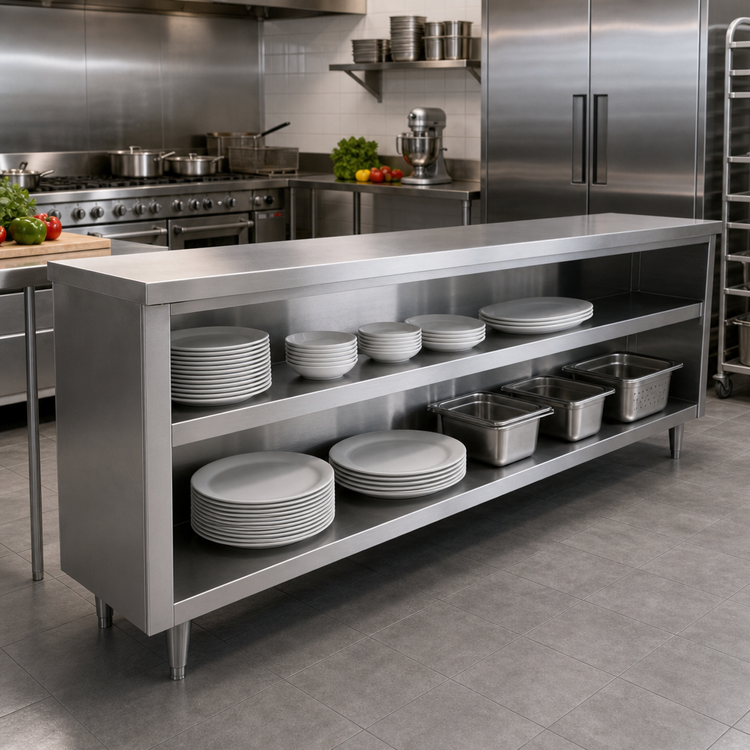 Product image #2 for Advance Tabco Special Value Series 60-Inch Stainless Steel Dish Cabinet with Open Base and Mid-Shelf