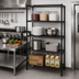 Thumbnail image #2 for Quantum Wire Shelving Starter Kit, 24-Inch Wide x 14-Inch Deep x 86-Inch High, 4-Shelf, Black Epoxy Antimicrobial Finish