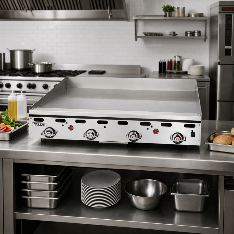 Product image #2 for Vulcan MSA Series Heavy Duty Countertop Gas Griddle, 36 Inch W x 30 Inch D Cooking Surface, 1 Inch Polished Steel Plate